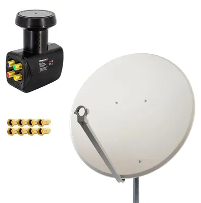 Produktbild von PremiumX SAT Anlage 100cm Antenne Aluminium Quad LNB 8x F-Stecker