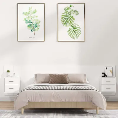 Immagine prodotto di vidaXL Testiera con comodini in legno bianco - Testiera con contenitore - Testiere con contenitore - Testiera - Testiera letto