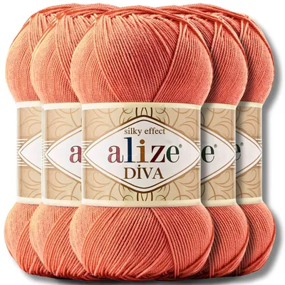 Zdjęcie produktu dla Alize 5 x 100 g wełna Diva, jednolita, do szydełkowania i dziergania (34)