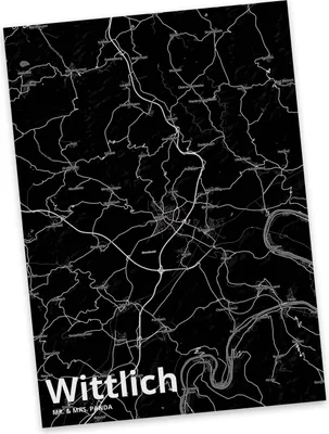 Produktbild von Mr. & Mrs. Panda Postkarte Wittlich - Geschenk, Stadt Dorf Karte Landkarte Map Stadtplan, einzelkarte, Postkarten, bildkarte, Ansichtskarte, Grußkarte
