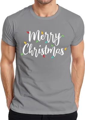 Produktbild von Merry Christmas Lichterkette - Weihnachten Weihnachtsgeschenk Christmas Herren T-Shirt, Grau, XXL