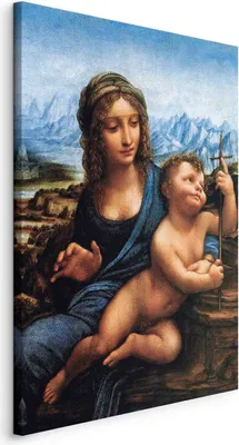 Image de Tableaux muraux XXL Léonard de Vinci 80 x 120 cm 1 pièce - Décoration murale Toiles grand format Salon Chambre à coucher Reproductions d'art - Reproduction Portrait d'une femme Madone Abstraction l-G-10223-b-a