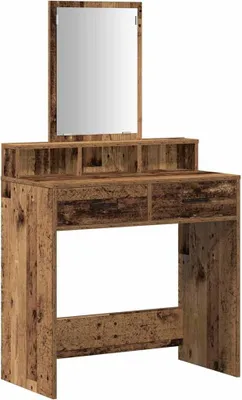 Produktbild von "SALE 2026" Schminktisch mit Regal Altholz 79 x 41 x 140 cm Holzwerkstoff - Schminktische DE3950391