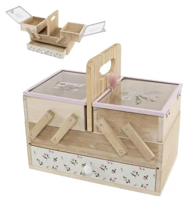 Produktbild von Nähkasten aus Holz mit Schublade 20x11 cm