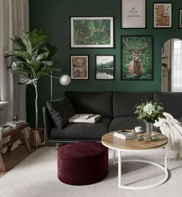 Produktbild von Runder CIRI Couchtisch mit Pouf Wotan Eiche Artisan Stirling