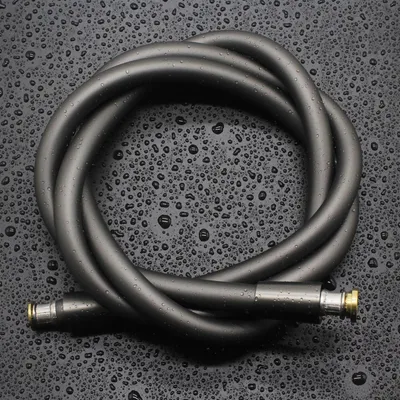 Image de Tuyau de douche en silicone, 2 mètres, flexible, gris, avec protection anti-torsion, raccordement G1/2 pouce