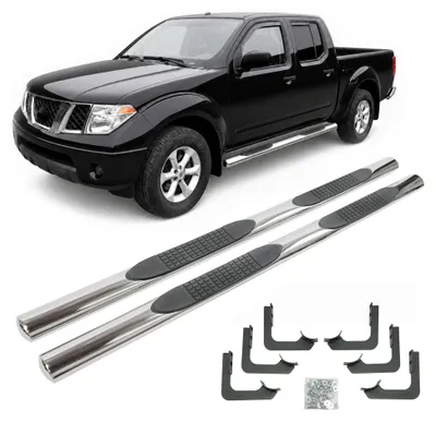 Image de Tubes Marche Pieds Latéraux Compatible avec Nissan Navara 3 D40 2005-2015 4 Portes, 2 pcs Droite + Gauche, d'installation et de Fixation