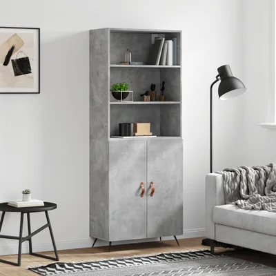 Image de vidaXL Highboard gris béton 69,5x34x180 cm Bois composite