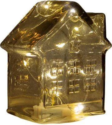 Productafbeelding van Huisje glas LED 12,5x7,5 amber Anna's Collection