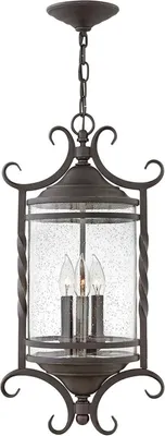 Produktbild von Hängeleuchte außen Glas Aluminium E14 IP44 30,1 cm breit H: max. 215,7 cm Schwarz Antik 3-flammig Vintage