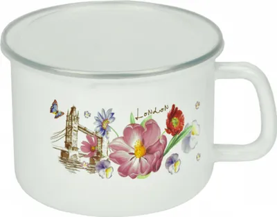 Produktbild von Milchbecher Milchtopf Emaille Becher mit Deckel Trinkbecher 2,5L Emaillebecher Tasse 16 cm Camping Kaffeebecher Teebecher