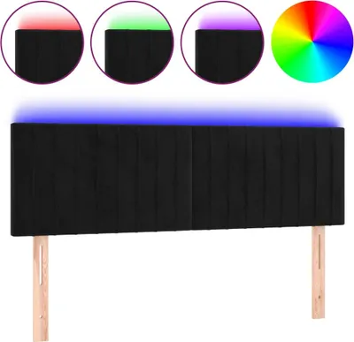 Produktbild von vidaXL LED Kopfteil Schwarz 144x5x78/88 cm Samt