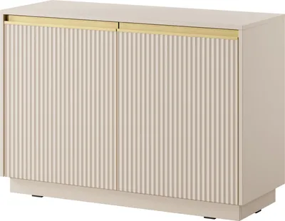 Produktbild von Kommode 100 cm Baron - Sideboard mit 2 türen, Wohnzimmerkommode, geriffelten Fronten, Gold Accessoires - Beige