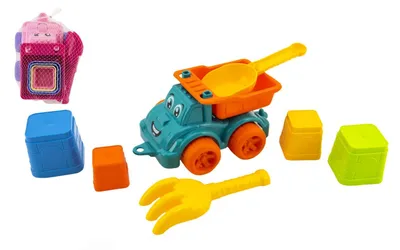 Immagine prodotto di Set per la sabbia 6 pezzi auto in plastica con accessori 2 colori in rete 16x13x21cm 12m+