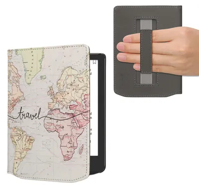 Produktbild von kwmobile Schutzhülle für Pocketbook Verse / Verse Lite / Verse Pro / Color / Vivlio Light/Light HD Hülle - eReader Flip Case mit Handschlaufe und Auto