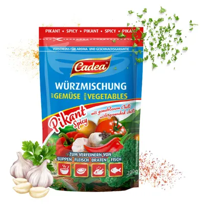 Produktbild von CADEA Würzmischung mit Gemüse Pikant 200g Universal Gewürz für Suppen, Fleisch, Soßen, Salate