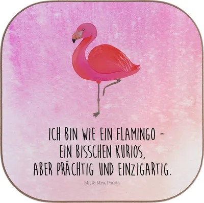 Produktbild von Mr. & Mrs. Panda Untersetzer für Gläser Flamingo Classic - Aquarell Pink - Geschenk, Tischuntersetzer, Ich, gläseruntersetzer, Prächtig, Coaster, Tischschoner, Spruch