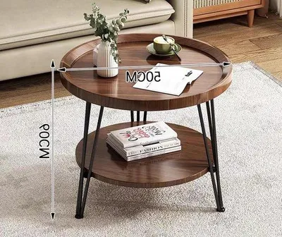 Produktbild von Famanu Beistelltisch mit 2 Etagen - Holzoptik - 50 x 60 cm (Ø x h) - kleiner Tisch 40 cm Ø