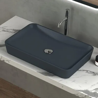 Immagine prodotto di doporro Lavabo da Appoggio 60x40x9 cm in Solid Surface Antracite Opaco, Lavandino Bagno Design Moderno Colossum815