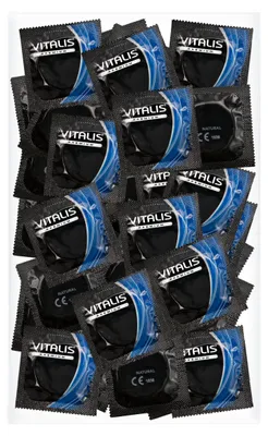 Produktbild von VITALIS 100 Kondome Pack Natural | Nennbreite 53 mm | Gefühlsechte naturfarbene Kondome | 100 Natürliche Premium mit Gleitmittel auf Silikonbasis | Hauchzarte Kondome Für Männer