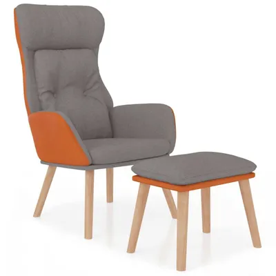 Image de Chaise de relaxation repose-pied Gris clair Similicuir et tissu