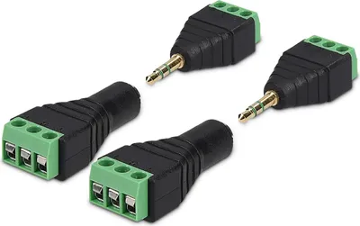 Produktbild von kwmobile 2x 3,5 mm Klinkenstecker Adapter - Klinke auf 3-Pin Audio Kabel Terminal Block Set - Terminalblock 3.5 mm Klinke 3-polig - Schraubbefestigung