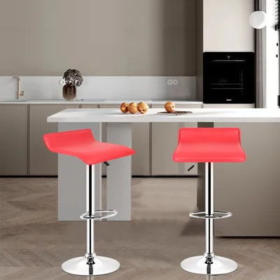 Image de lot de 2 tabourets de bar en similicuir tabouret de bar stylé réglable en hauteur rouge