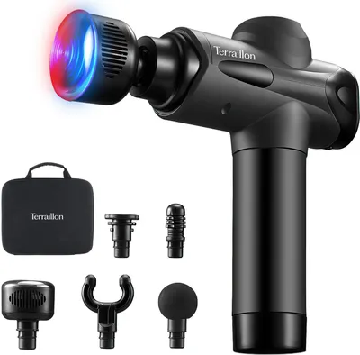 Zdjęcie produktu dla Terraillon Gun Massager Expert, Masaż perkusyjny, Uniwersalne, Czarny, Dotyk, 3200 RPM, Bateria