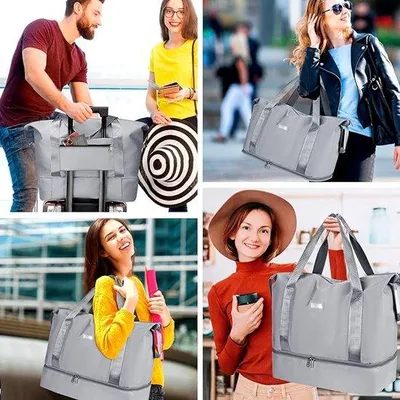 Immagine prodotto di Borsa da viaggio impermeabile da donna, borsa sportiva, borsa da weekend, nera