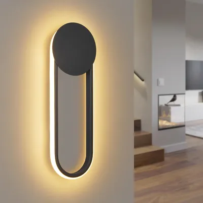 Image de ZMH Applique LED intérieure Applique 12W Lampe d'escalier 41cm Noir Lampe de couloir Design moderne 3000K Blanc chaud Eclairage mural minimaliste pour chambre à coucher Salon Couloir Escalier Cuisine