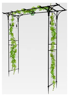 Produktbild von Gartenbogen aus Metall 206x41x208cm – Rosenbogen und Rankgitter in Schwarz – Stabiler Rankbogen für Kletterpflanzen