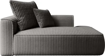 Produktbild von Rechtshändige Chaiselongue aus anthrazitfarbenem, breit gestreiftem Cord - PINETA
