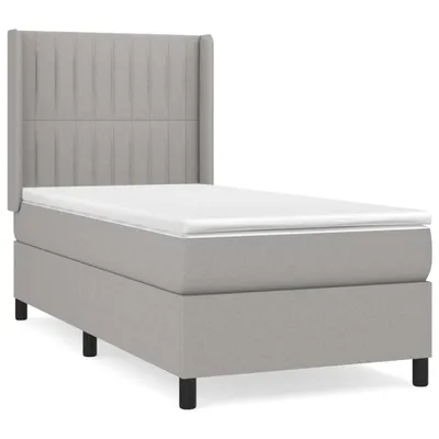 Produktbild von Boxspringbett mit Matratze Hellgrau 80x200 cm Stoff