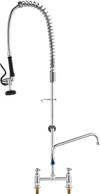 Produktbild von Kommerzielle Küchenarmatur - Ausziehbarer Wasserhahn mit Vorspülbrause - 112 cm Höhe - 203 mm Abstand - 305 mm Schwenkauslauf - Messing Küchenarmatur - Deckmontage - für 1/2/3-Fach-Spüle