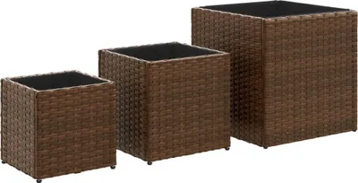 Obrázek produktu pro vidaXL květináč 3 ks Hnědý polyratan