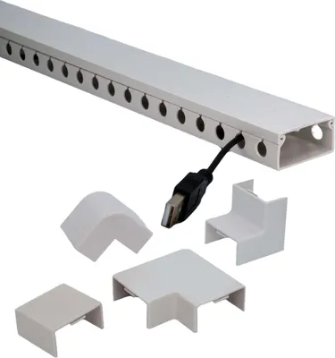 Immagine prodotto di Set di 9 canaline Intirilife Organizzatore di cavi in PVC bianco, ciascuno di 39 x 4 x 2 cm - Per una facile gestione dei cavi