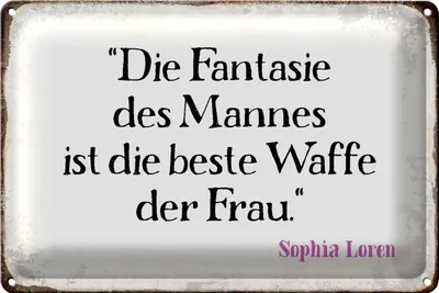 Produktbild von Blechschild Spruch 18x12cm Fantasie des Mannes beste Waffe