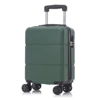Produktbild von Koffer Trolley Reisekoffer Suitcase, Rollkoffer Handgepäck ,mit 4 Rollen360°, Hartschalenreisekoffer, Zahlenschloss, Weicher Gummigriff(S, Dunkelgrün)