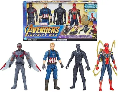 Image de Avengers Infinity War Sada 4 Figurek 30 cm Černý Panter Iron Spider Kapitan Amerika Falcon od Hasbro