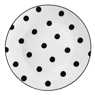 Immagine prodotto di Piatto da portata Clayre & Eef Ø 26 cm in porcellana bianca e nera a pois