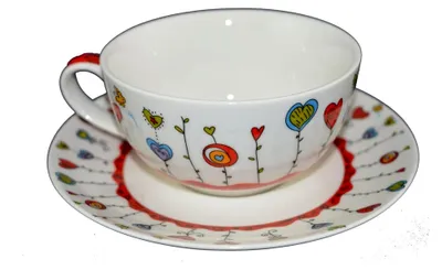 Produktbild von Teekannen-Set aus Porzellan mit Tasse und Untertasse in Geschenkverpackung