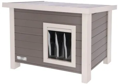 Produktbild von Kerbl ECO Katzenhaus Eli 57×45×43 cm Grau und Weiß