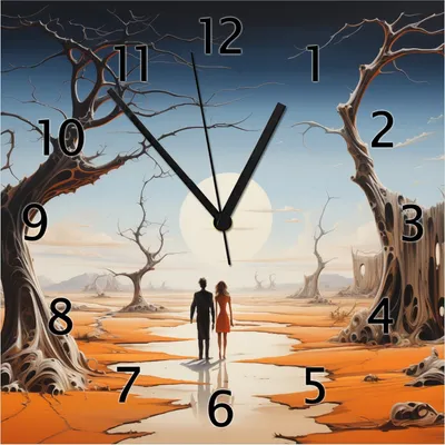 Produktbild von Wallario Design Wanduhr Wüstenwanderer aus Echtglas, Größe 30 x 30 cm