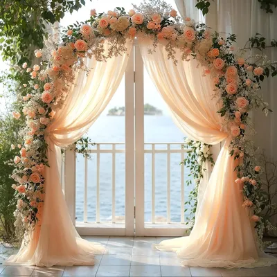 Organza-Vorhang 0,75x8 m für Hochzeitsbogen, Champagner