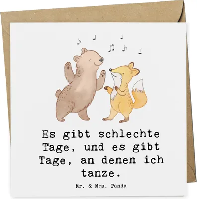 Produktbild von Mr. & Mrs. Panda Klappkarte Hase Tanzen - Weiß - Geschenk, anlasskarte, Grußkarte, Glückwunschkarte, doppelkarte, Tanzkurs, faltkarte, gehen, Tanzschule