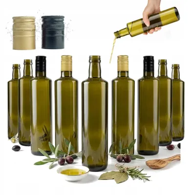 Image de 10 bouteilles en verre DORICA de 500 ml, idéales pour l'huile d'olive et les jus, avec bouchon