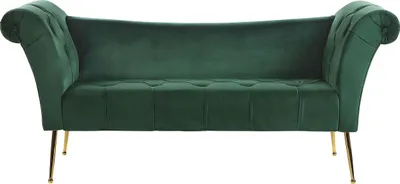 Produktbild von BELIANI Chaiselongue Grün/goldene Beine Universal mit Samtbezug und Metallfüßen für Wohnzimmer Schlafzimmer Salon Flur Klassisch Retro Modern