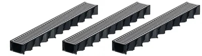 Produktbild von 3x1m ACO Hexaline 2.0 Entwässerungsrinne Stegrost Stahl verzinkt Bodenrinne Terrassenrinne