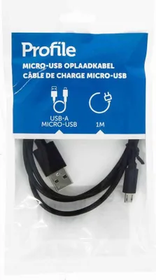 Produktbild von Usb-A-zu-Micro-USB-Kabel 1 m Schwarz - Profil