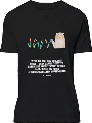 Produktbild von Mr. & Mrs. Panda T-Shirt Otter Stein - Schwarz - Geschenk, Fun Facts, Shirt, Oversize, Pflanzen, Tshirt, Witzige Fakten, Weites, Seeotter, Lustiges